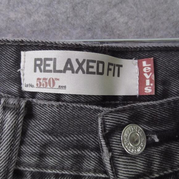 Levis 550 Jeans Mens 33x30 Faded Black Relaxed Fit Tapered Leg Denim Zip Fly - Picture 3 of 12